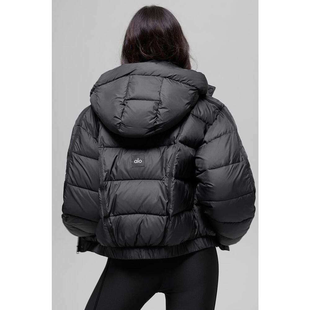 NEW Alo Yoga Aspen Love Puffer Jacket Black Oversized Cozy Luxe Winter Warm MED - Picture 2 of 13